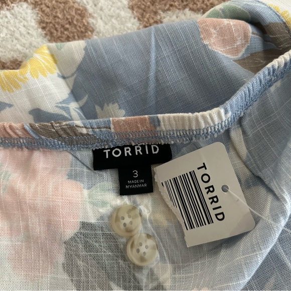 New Torrid Womens Light Blue & Pink Floral Button-Up Tank Top Plus Size 3/3X NWT - Picture 9 of 10